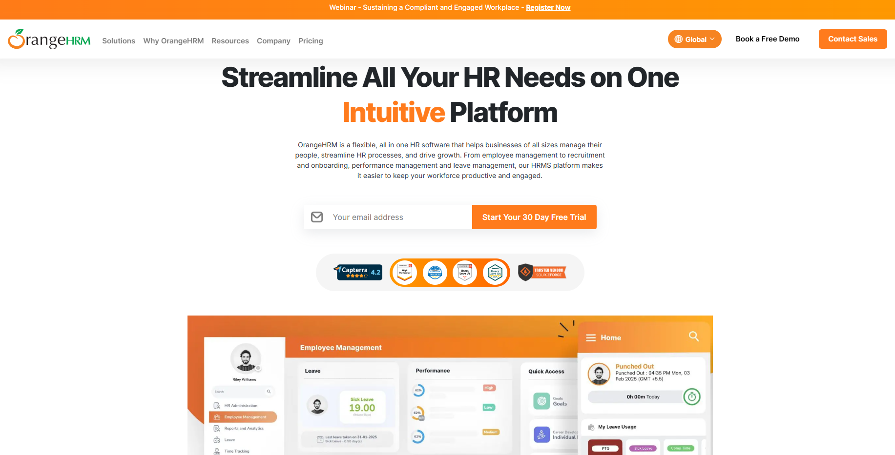OrangeHRM People Operations homepage