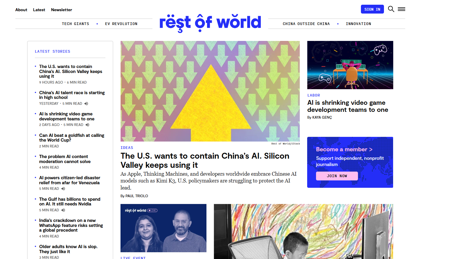 Rest of World Editorial homepage